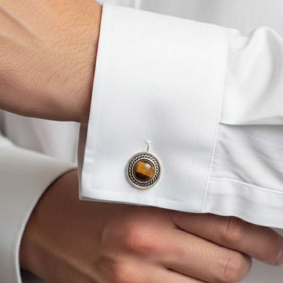 Sterling Silver Cufflinks, Stone Options - Picture 3 of 9